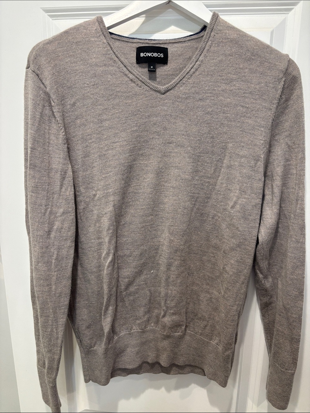 Bonobos Men’s V-Neck Sweater in Taupe Heather